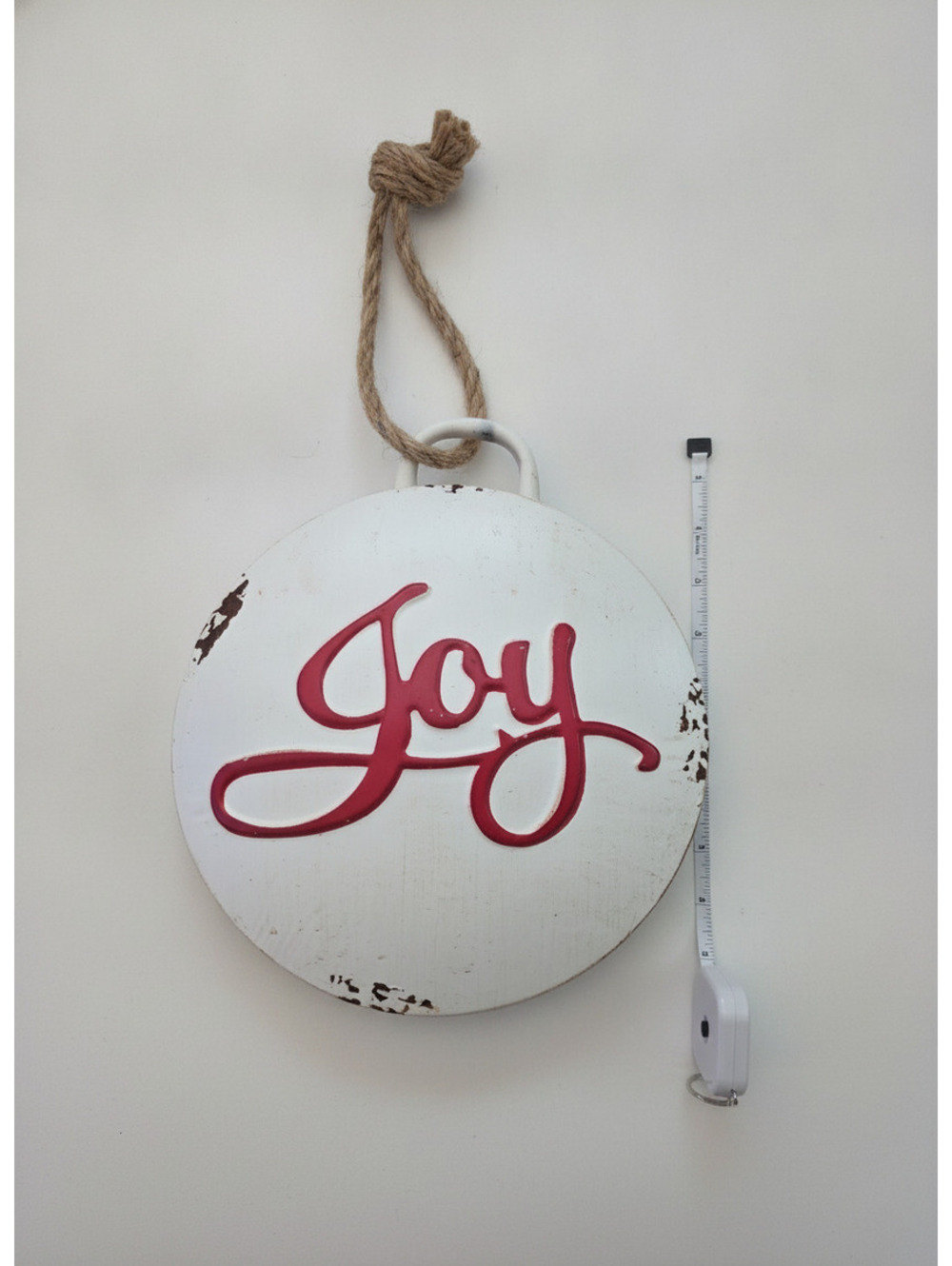 Rustic White Hanging Bell with Joy Script